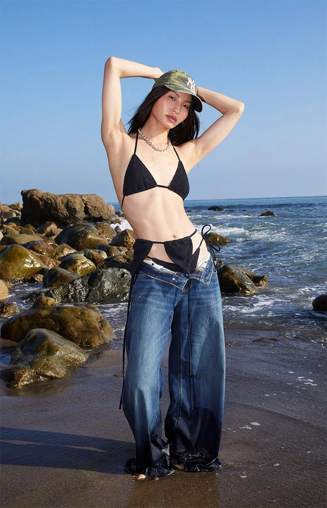 PacSun Black Summer Scrunch Triangle Bikini Top