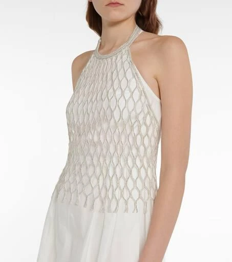 Brunello Cucinelli Embellished cotton-blend gown 4