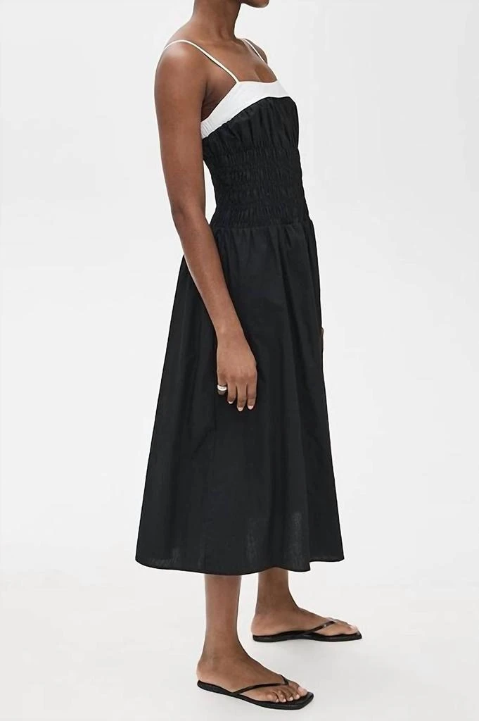 knee length dresses for ladies Linen Blend Sleeveless Black Midi Dress main image 0