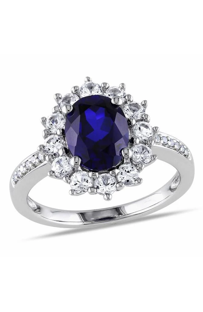 DELMAR Diamond 
Created Sapphire Ring - 0.05 ctw