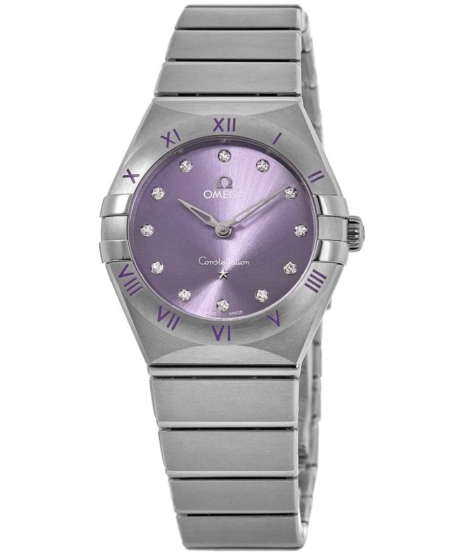 Omega Omega Constellation Quartz 28 MM Purple Diamond Dial Steel Women's Watch 131.10.28.60.60.002
