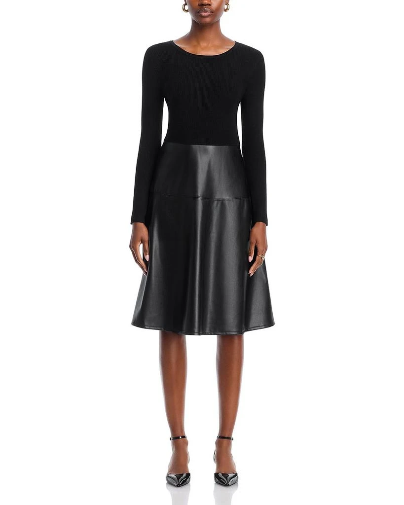 Tahari Mixed Media Long Sleeve Midi Dress 8