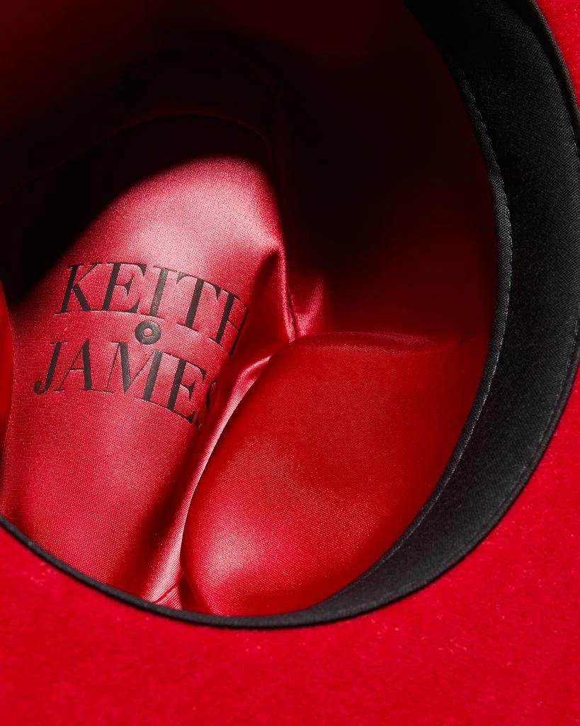 Keith James Men's Queen Red-Brim Wool Fedora Hat 3
