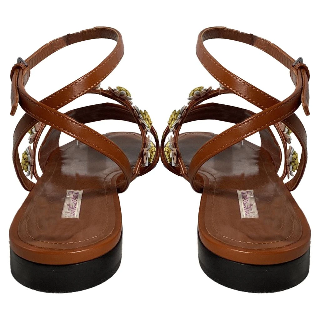 Fabrizio Viti Bea Floral-Appliqué Gingham Sandals in Blue Leather 5