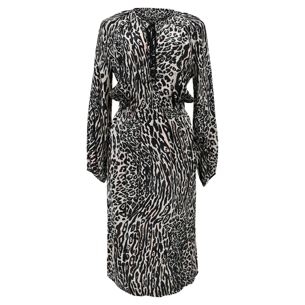 Altuzarra Animal Print Midi Long Sleeve Dress in Multicolor Viscose
