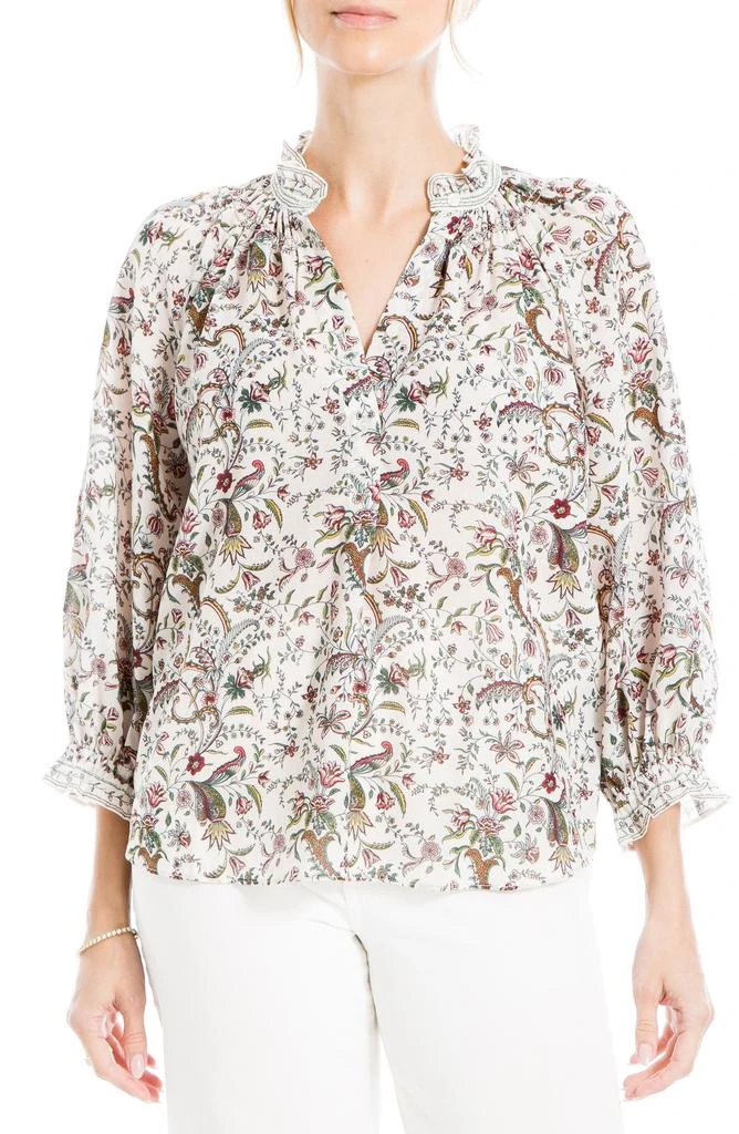 Max Studio Ruffle Collar Puff Shoulder Top 5