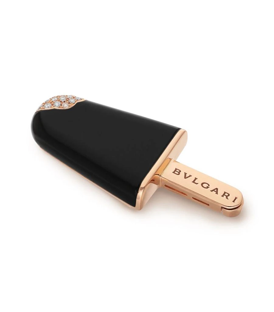 BVLGARI Rose Gold, Onyx and Diamond Gelati Brooch 1