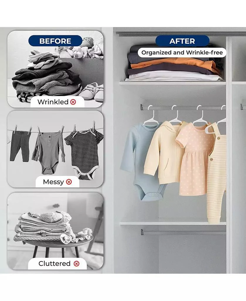 SereneLife 60 Pcs. Non-Slip Plastic Kids Hangers - Durable and Space-Saving Closet Organizers 5