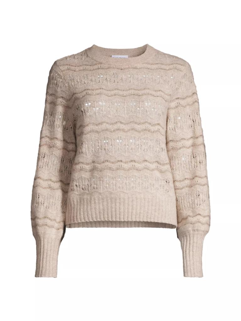 White + Warren Cashmere Lace Stitch Crewneck Sweater