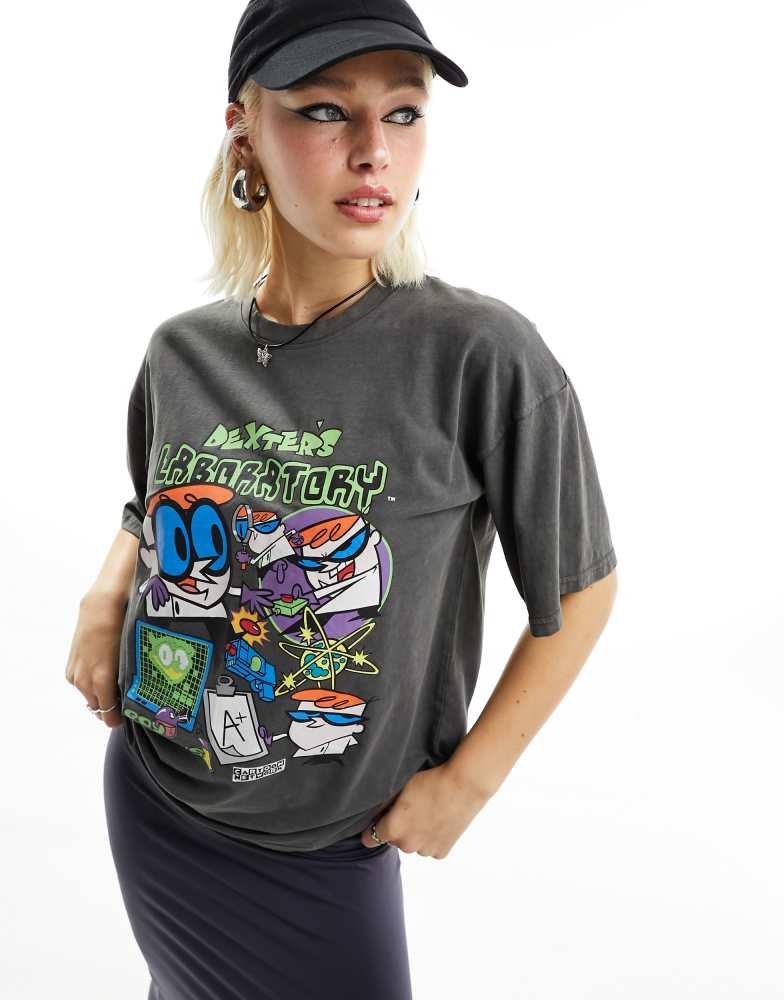 Daisy Street Daisy Street Dexter's Laboratory t-shirt in washed charcoal