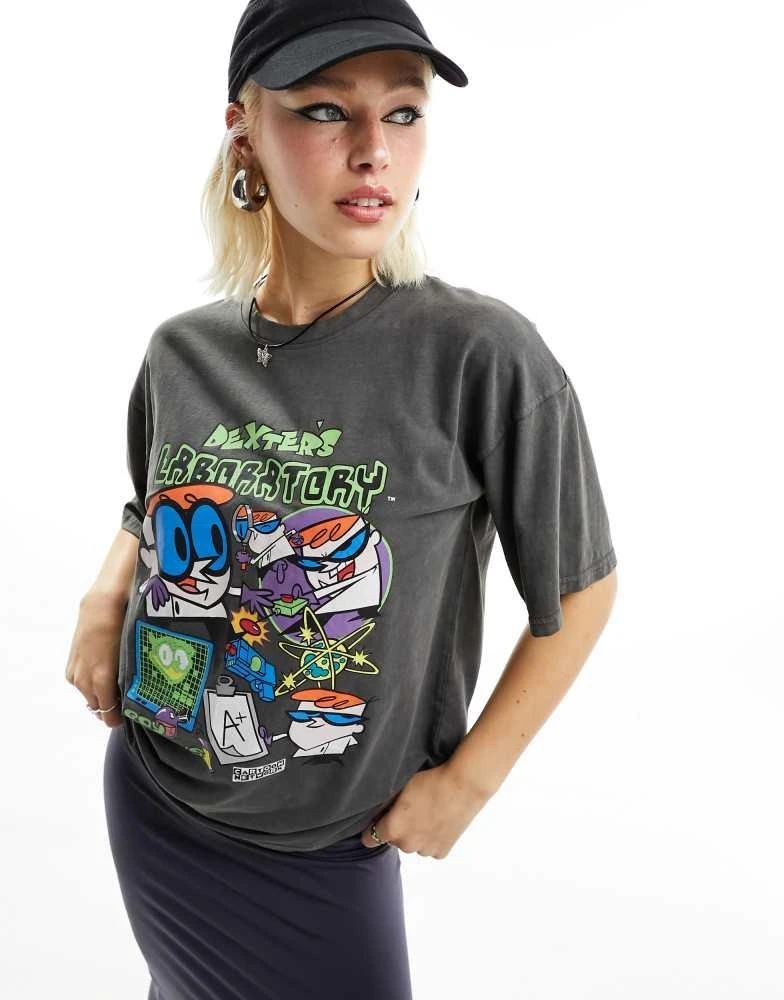 Daisy Street Daisy Street Dexter's Laboratory t-shirt in washed charcoal 1