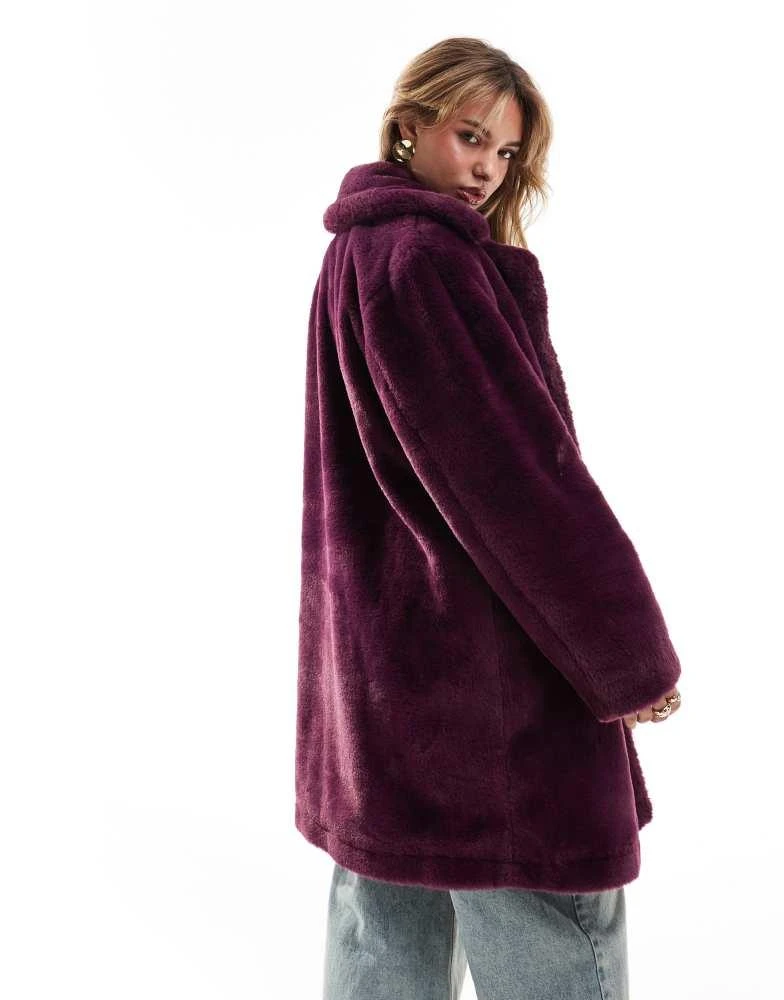 French Connection French Connection faux fur coat in oxblood 3