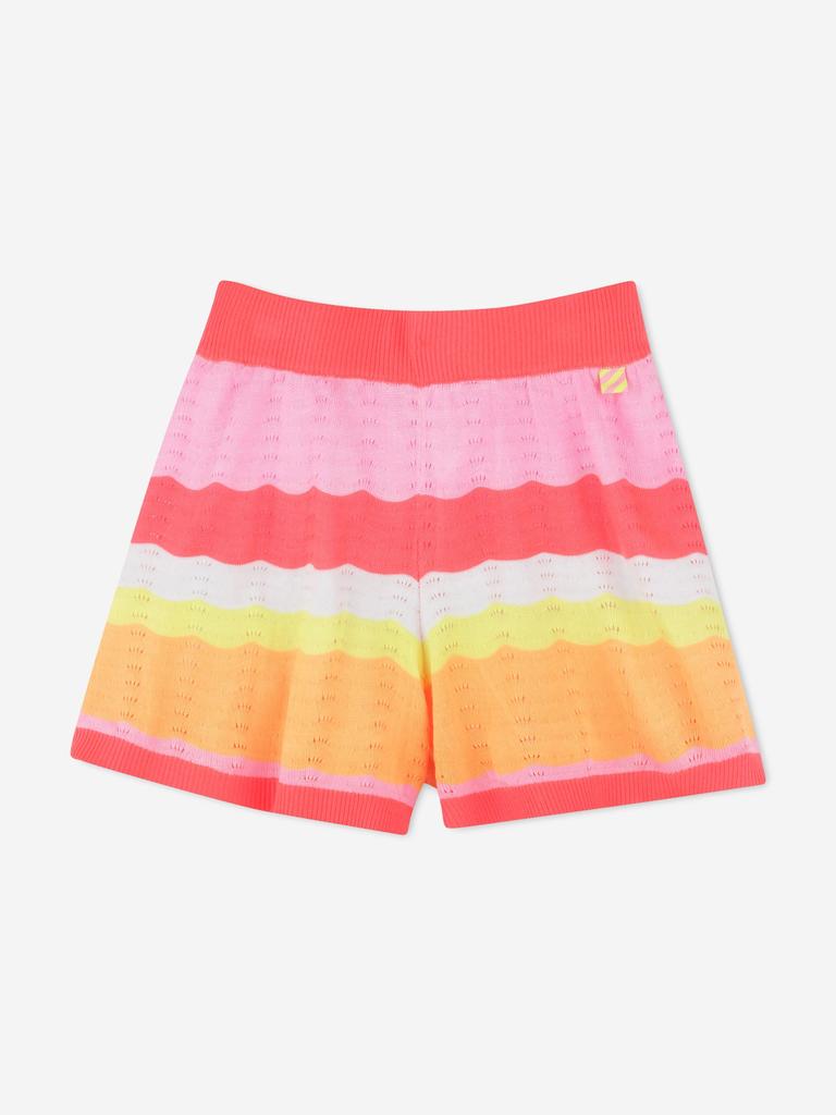 Billieblush Girls Knitted Striped Shorts in Orange
