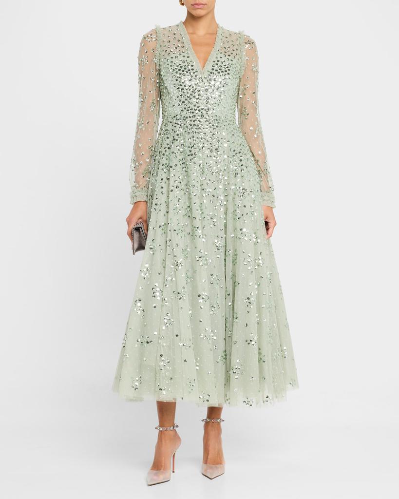 Needle & Thread Leila Sequin Dot Tulle Ankle Gown