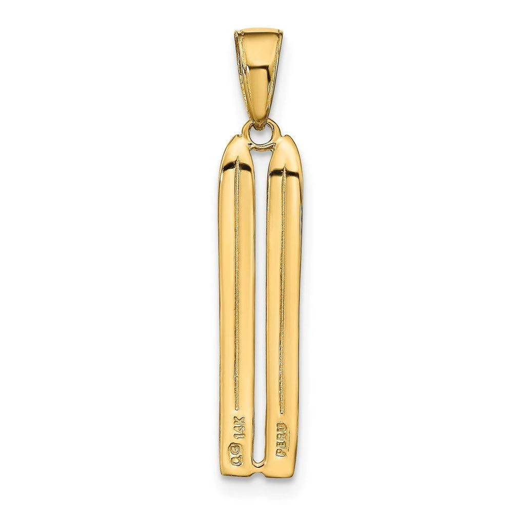 Diamond2Deal 14k Yellow Gold 3-D Snow Skis Pendant 3