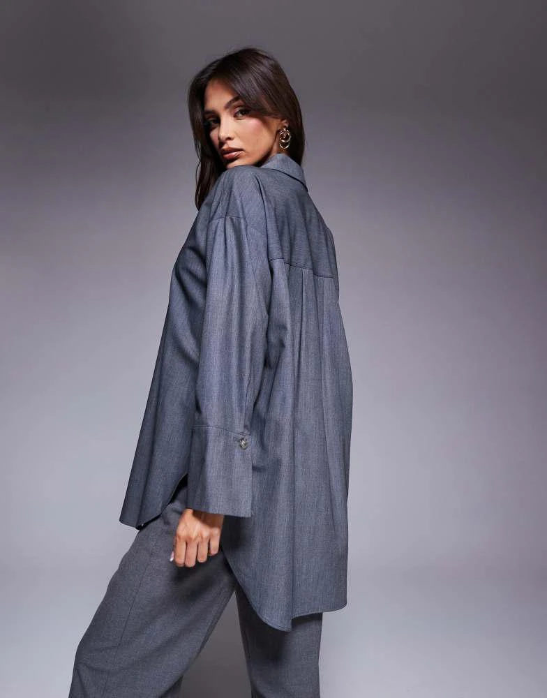 River Island River Island oversized shirt co-ord in grey 4