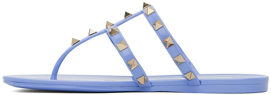 Valentino Blue Rockstud Flat Rubber Sandals 3
