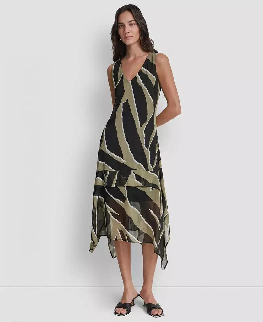 asymmetrical design dress Asymmetrical Design Dress with Feather Embellishments main image 0