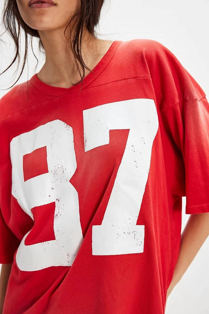 DAYDREAMER 87 Oversized Jersey Tee In Washed Red 4
