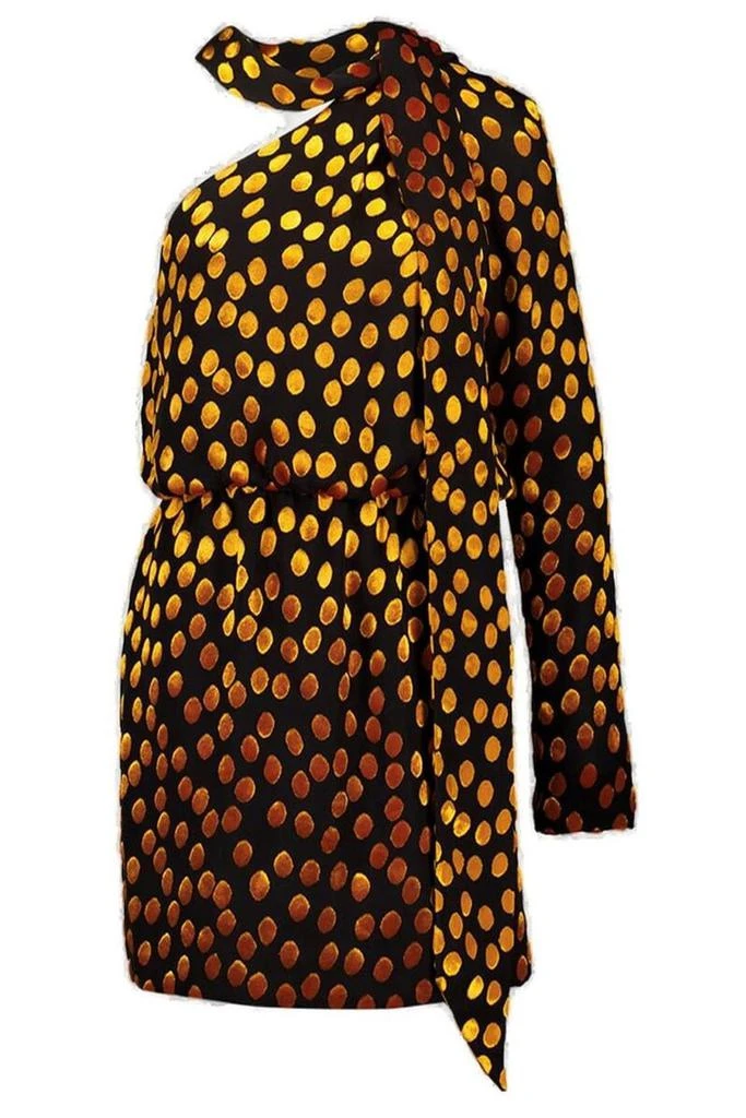 Yves Saint Laurent Saint Laurent One-Shoulder Velvet Dotted Dress 1