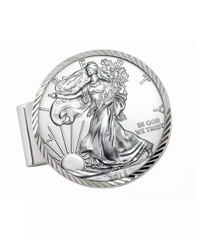 American Coin Treasures Men's Sterling Silver Diamond Cut Coin Money Clip with American Silver Eagle Dollar 1