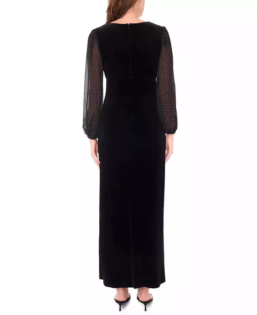 MSK Women's Velvet V-Neck and Balloon Sleeve Maxi Dress 4