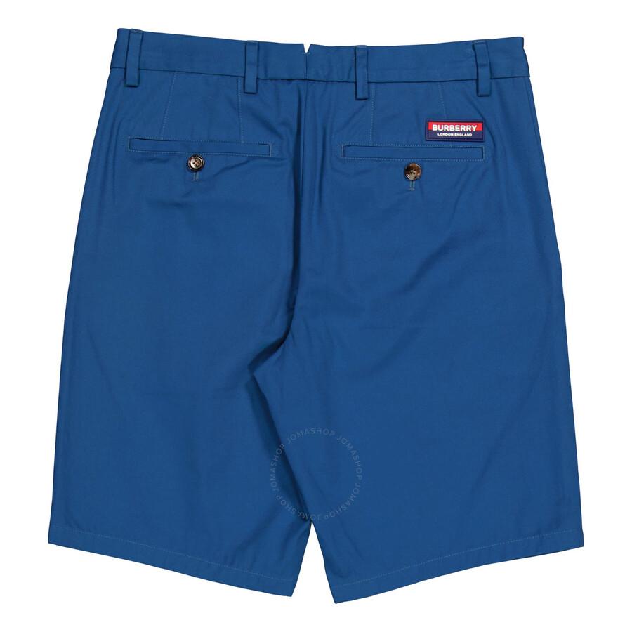 Burberry Dark Cerulean Blue Shibden Logo Applique Shorts