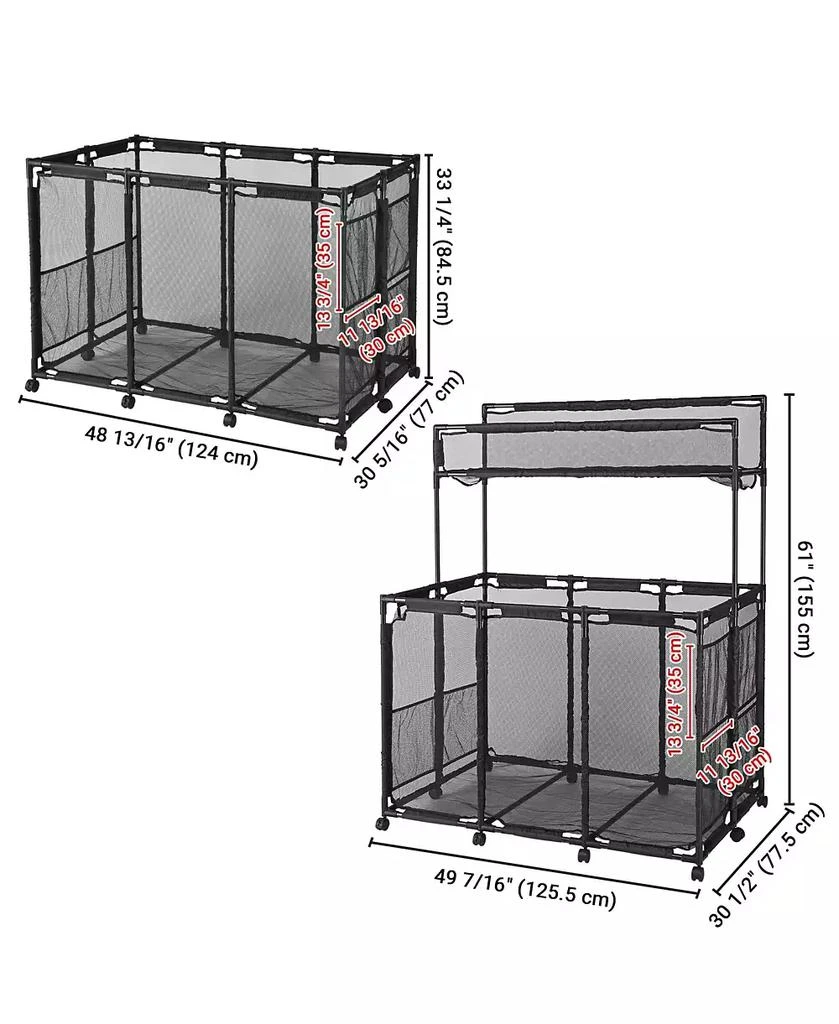 Yescom 2 Pack Mesh Pool Toy Storage Bin Rolling Cart with Wheels Noodle Holder 7