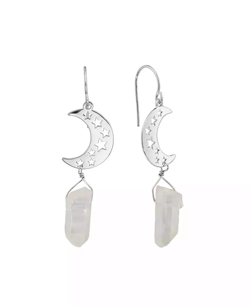 Macy
s Aurora Borealis or Mystic Quartz Silver Plated Half Moon Drop Earrings