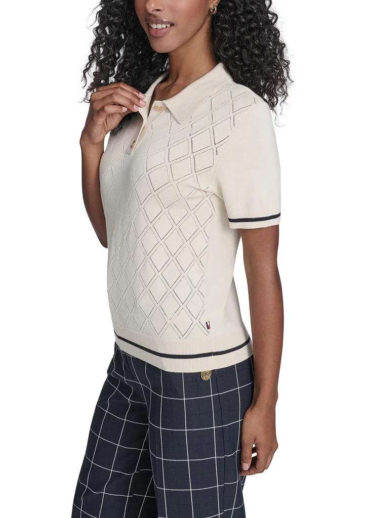 Tommy Hilfiger Women
s Short Sleeve Pointelle Polo Sweater 3