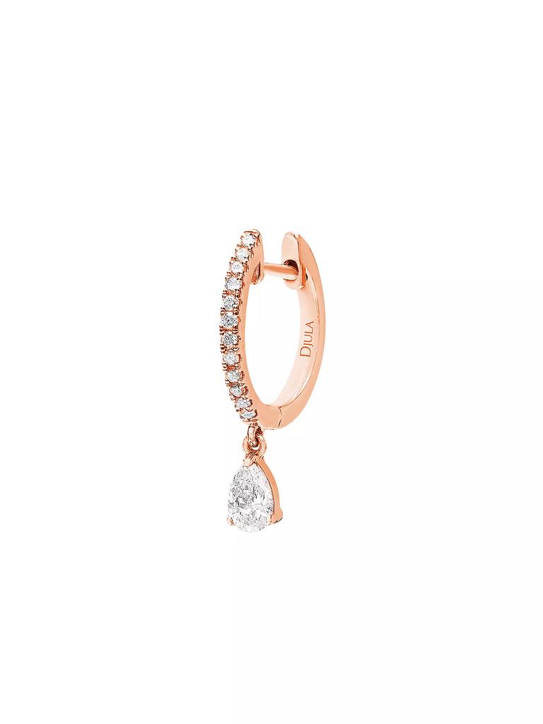 DJULA Glam Rock 18K Rose Gold & Diamond Hanging Pear Single Hoop Earring