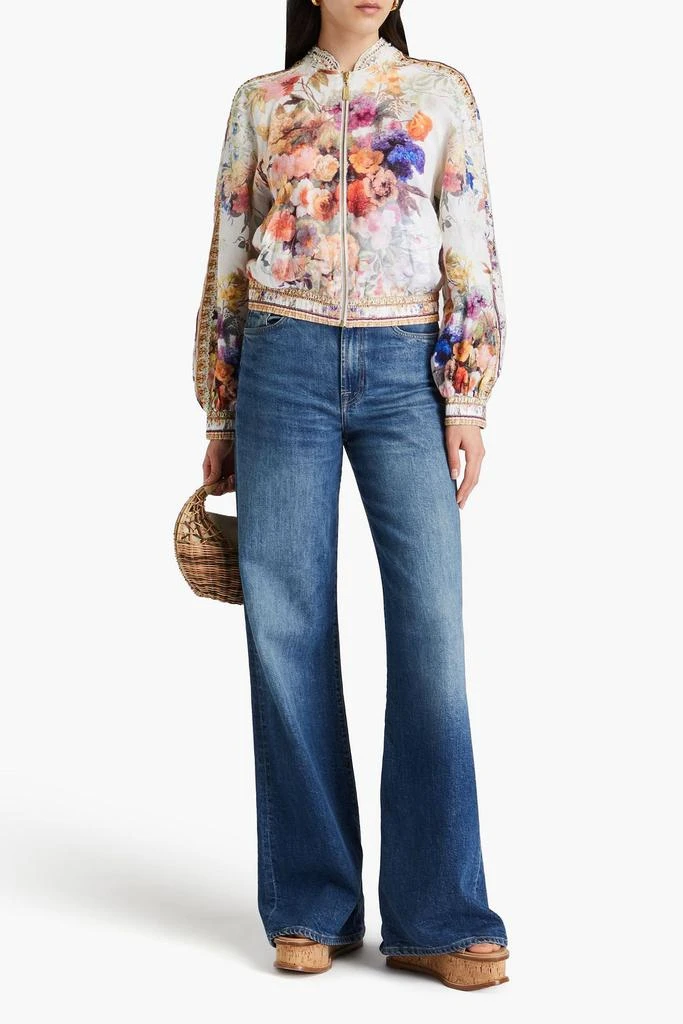 CAMILLA Embellished floral-print linen bomber jacket 2