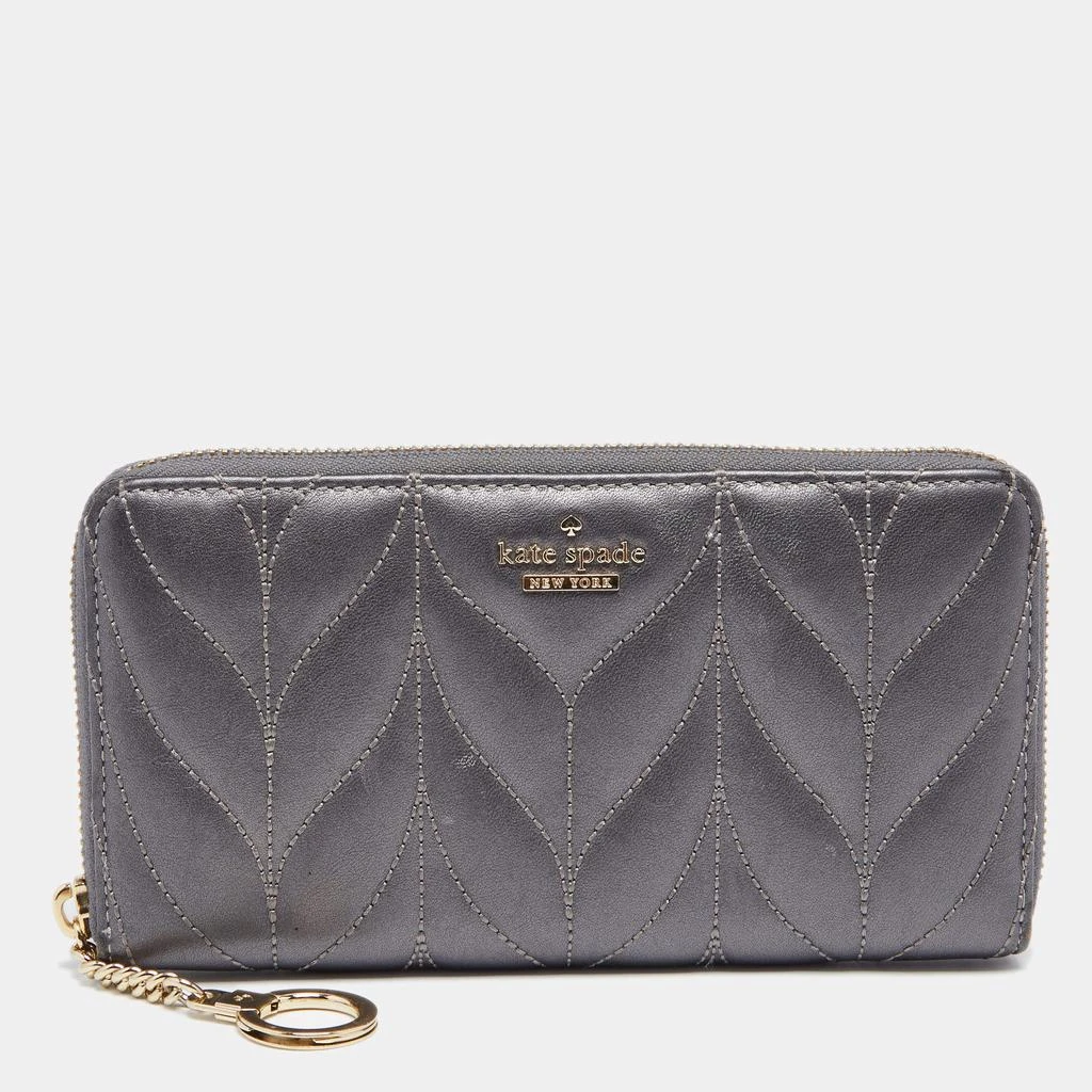 Kate Spade Kate Spade Grey Briar Lane Quilted Leather Neda Zip Around Wallet 1