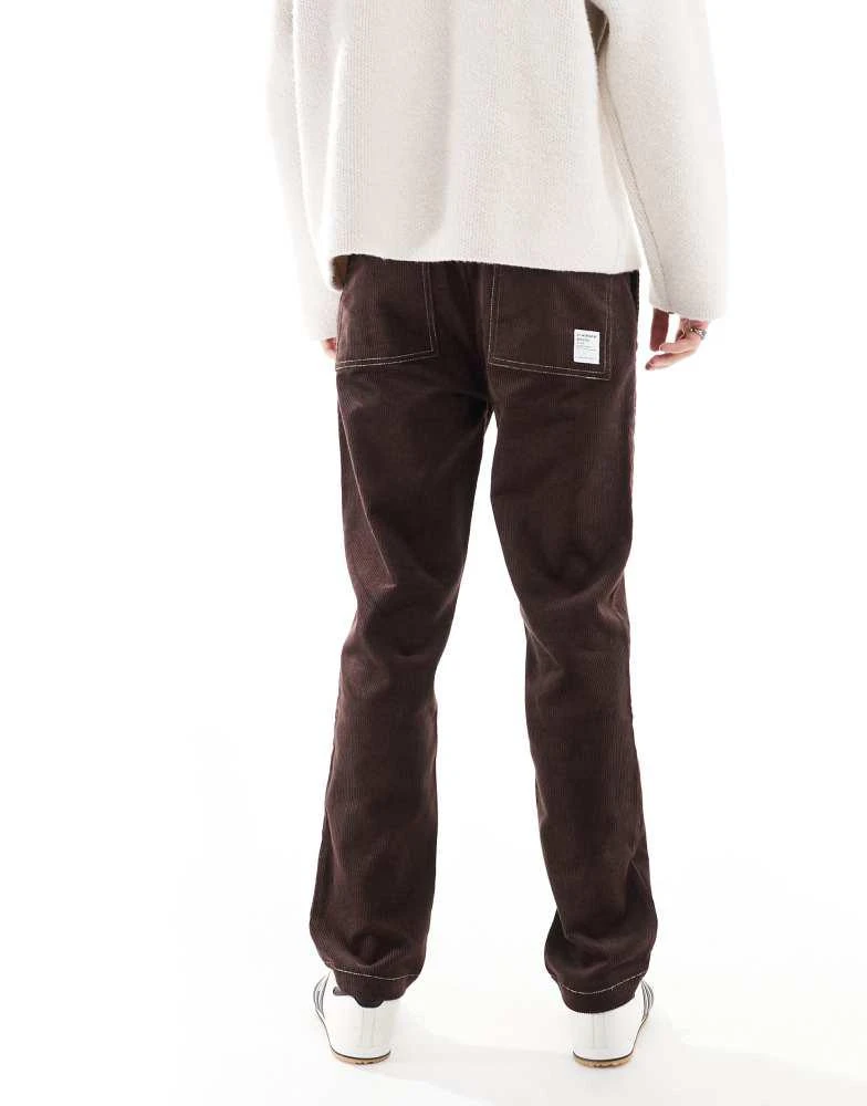 ASOS ASOS DESIGN straight leg cord trousers with contrast stitch in brown 5