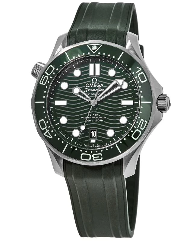 Omega Omega Seamaster Diver 300M Automatic Green Dial Rubber Strap Men's Watch 210.32.42.20.10.001 1
