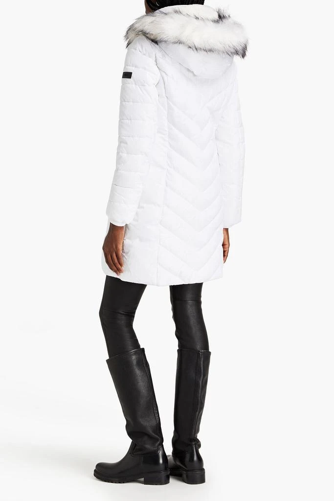DKNY Faux fur-trimmed quilted shell hooded coat 3