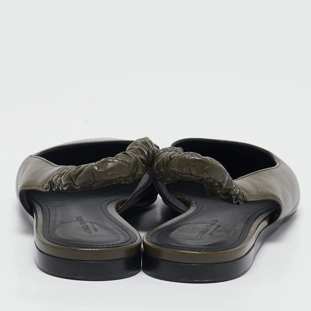 Bottega Veneta Bottega Veneta Olive Green Leather Slingback Pointed Toe Flat Pumps Size 38 5