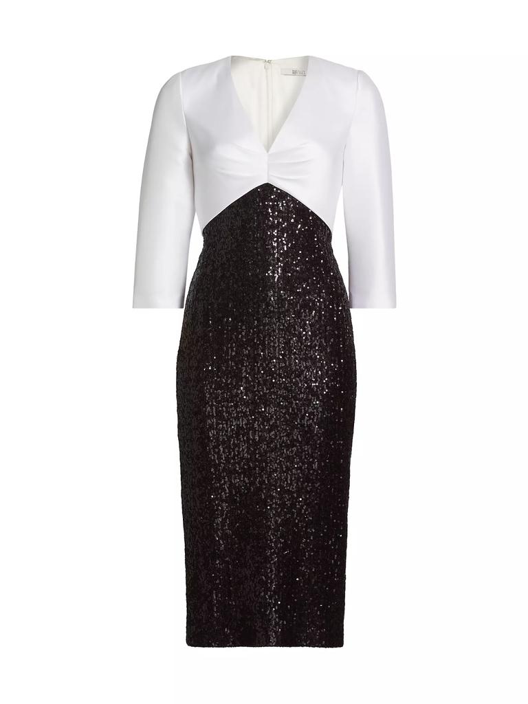 Badgley Mischka Two-Tone Sequined Cocktail Dress