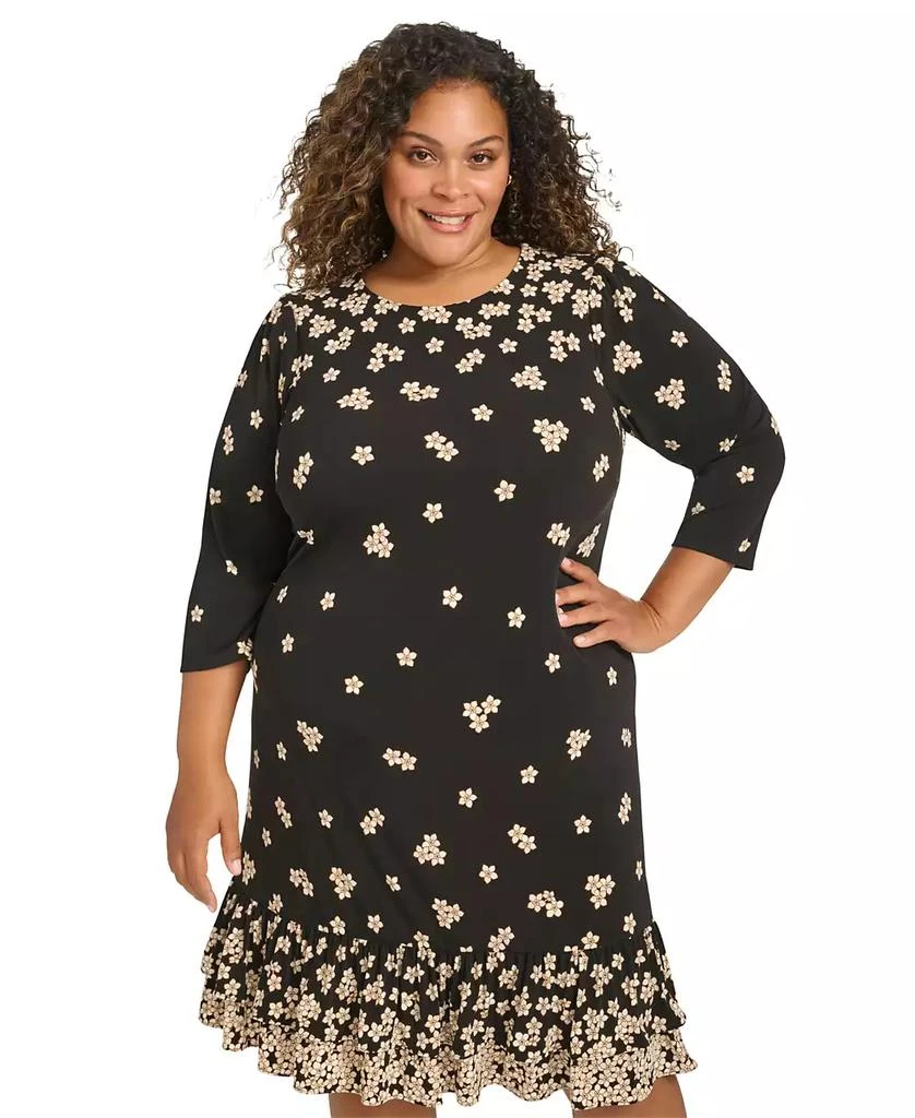 Tommy Hilfiger Plus Size 3/4-Sleeve Flounce-Hem Shift Dress 4