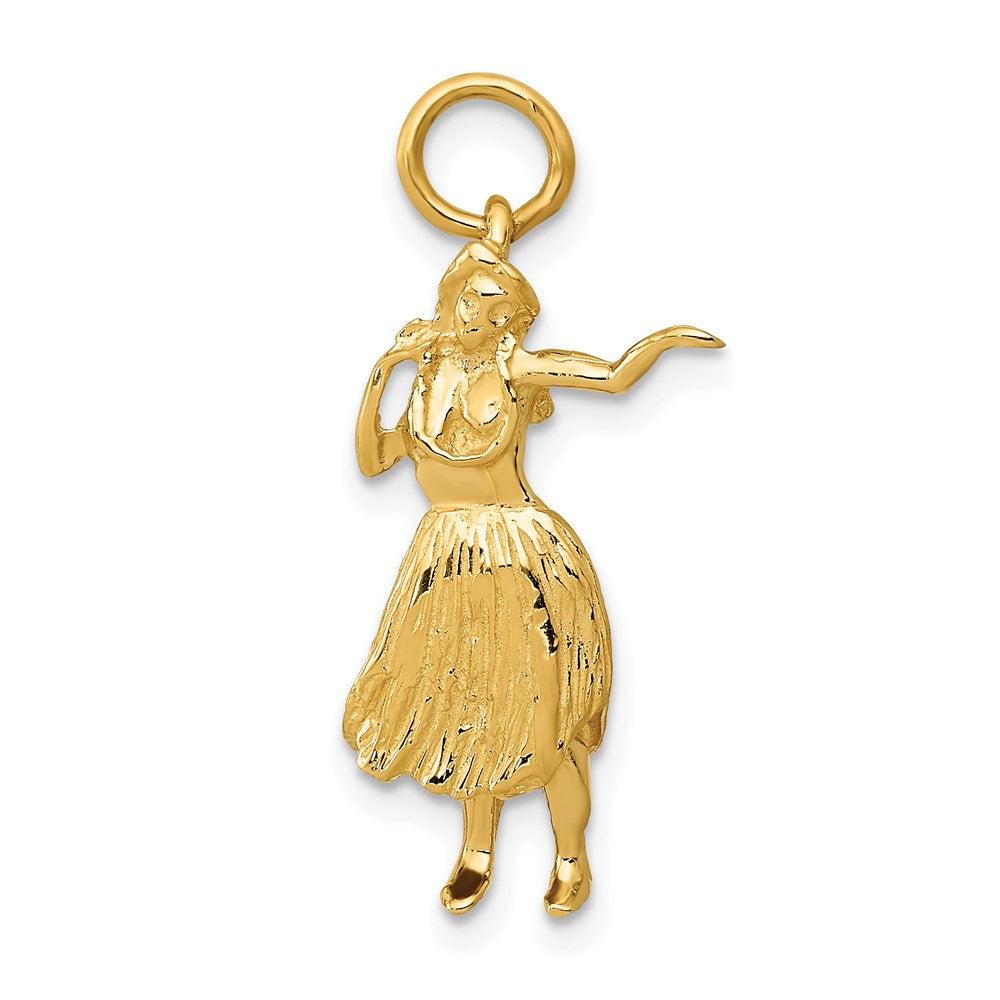 Diamond2Deal 14k Yellow Gold 3-D Hula Dancer Charm Pendant