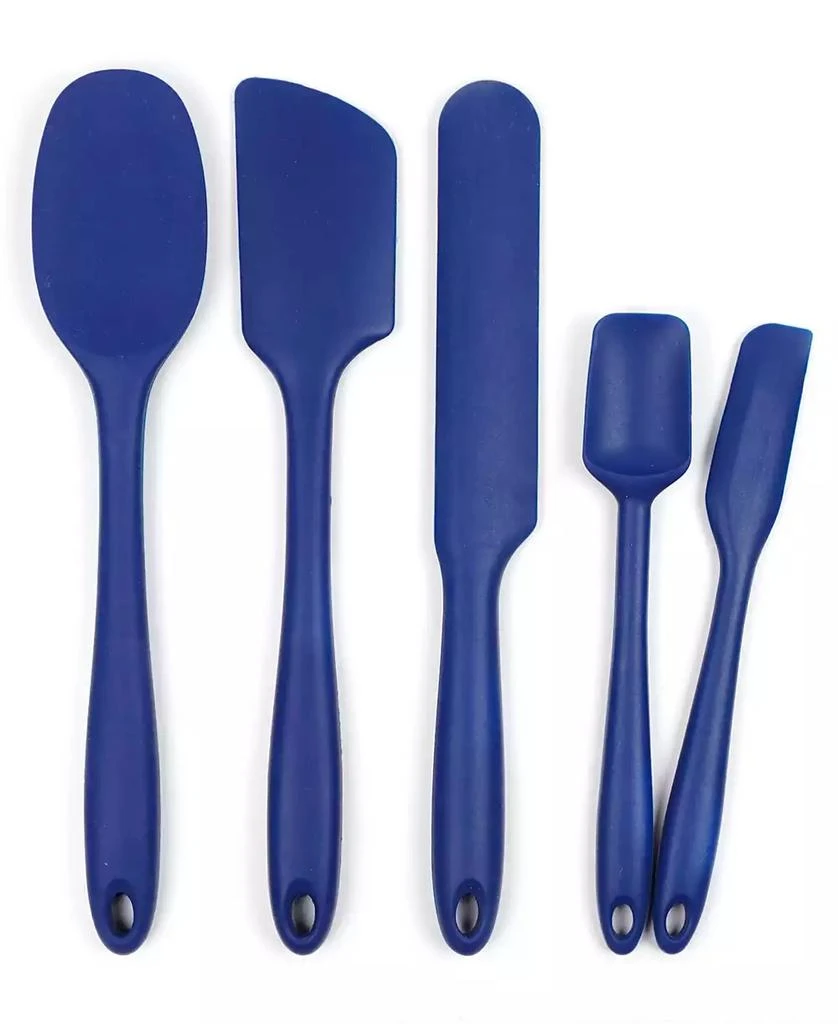 RSVP International Silicone Coated Steel 2 Piece 8" Ela Series Blue Mini Spatula Set 5