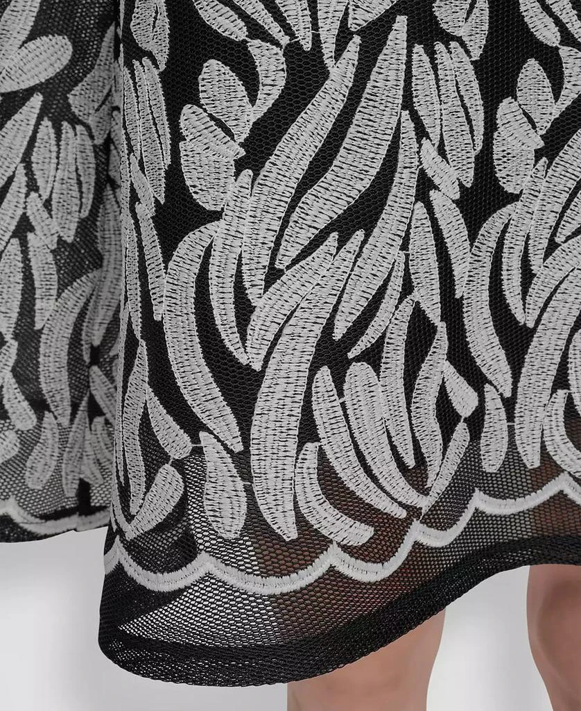 DKNY Womens Embroidered Mesh Fit & Flare Dress - Black - US 4 (S) DKNY Womens Embroidered Mesh Fit & Flare Dress - Black - US 4 (S)