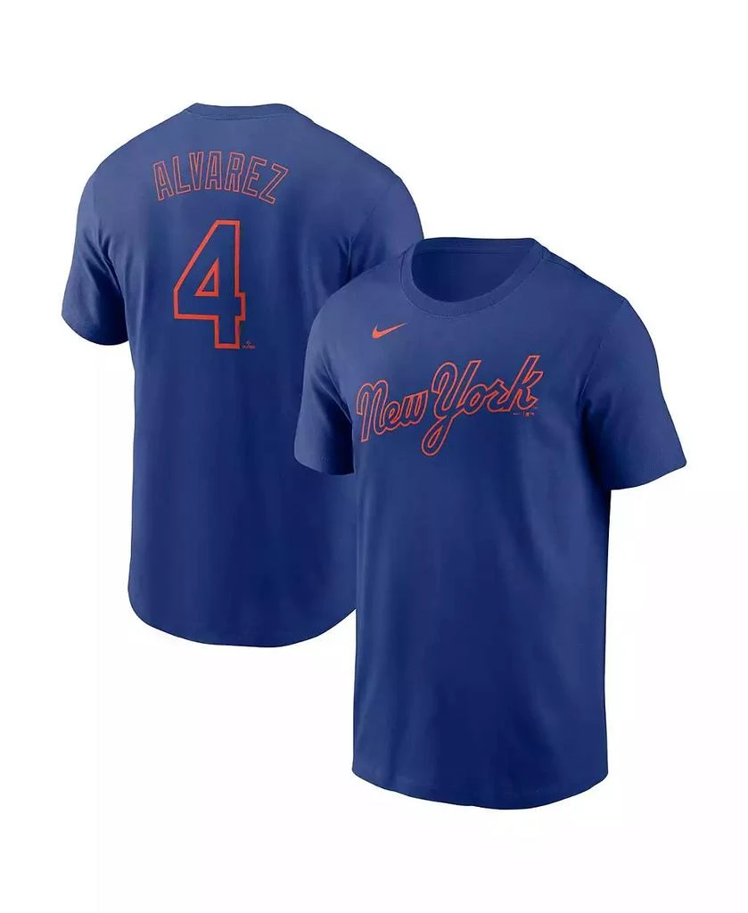 NIKE Men's Francisco Alvarez Royal New York Mets Fuse Name Number T-Shirt 1