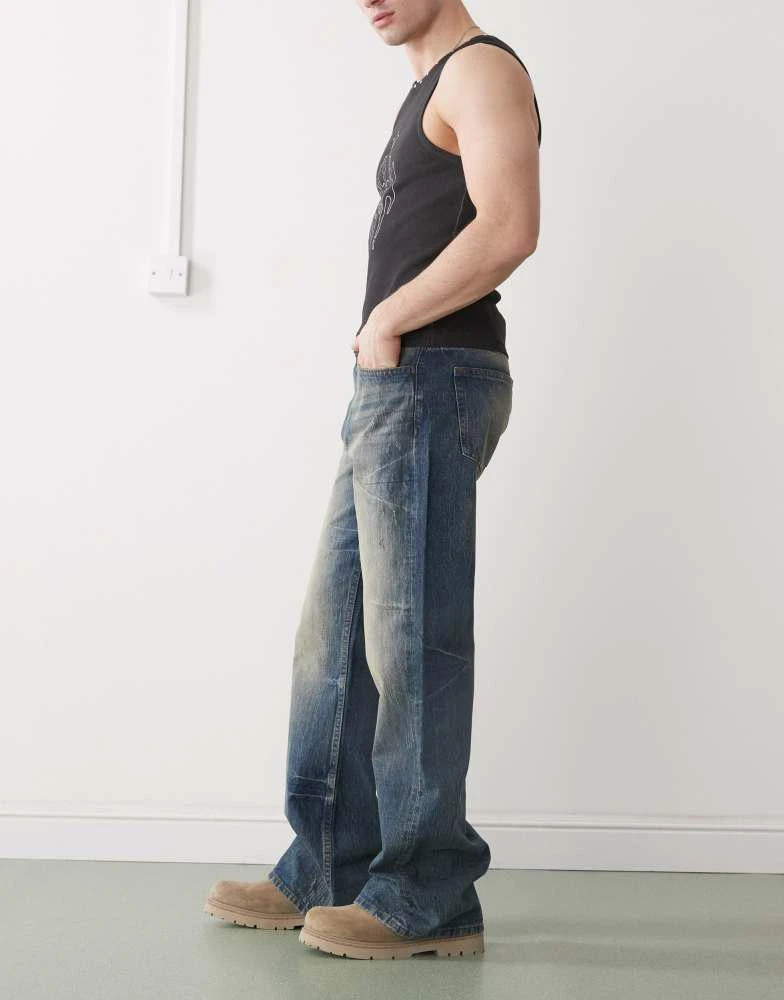 Cheap Monday Cheap Monday Boo Bootleg rigid bootcut jeans in blue wash with faded highlight 3