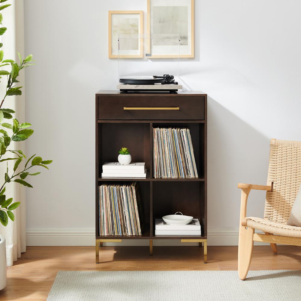 Crosley Juno Record Storage Cube Bookcase Dark Brown