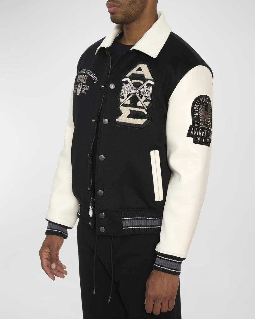 AVIREX Men's Omega Wool Leather Varsity Jacket 5