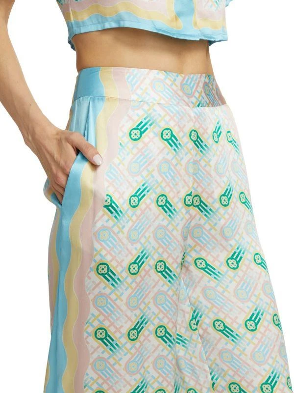 Casablanca Printed Wide-Leg Silk Pants 4