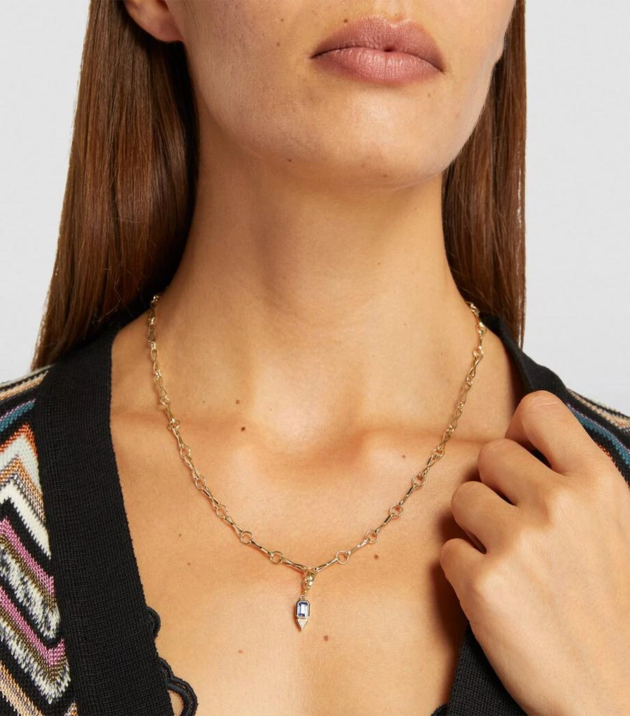 Azlee Yellow Gold, Sapphire and Diamond Trillion Charm 3