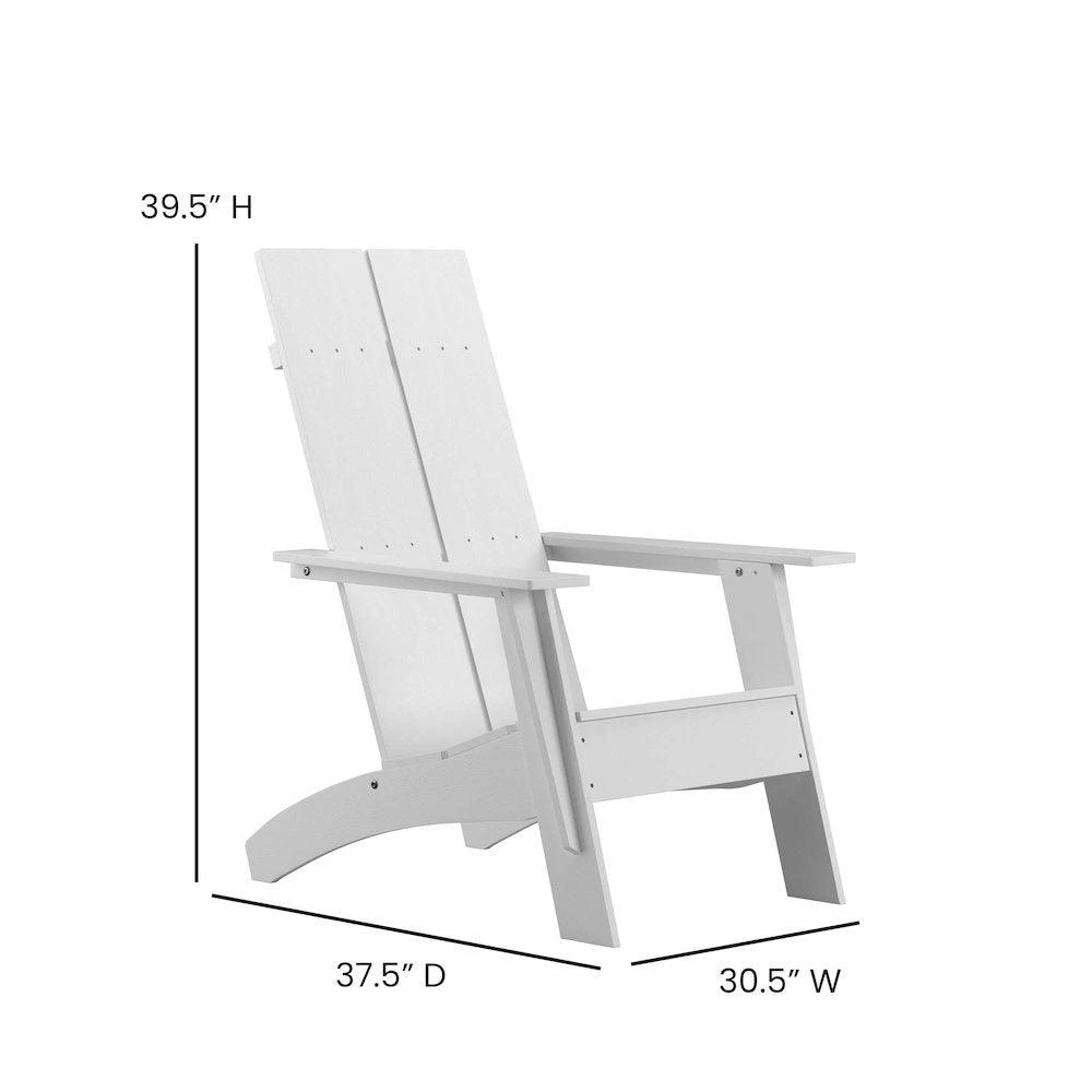 Flash Furniture Modern Commercial All-Weather Poly Resin Wood Adirondack Chair in White 5