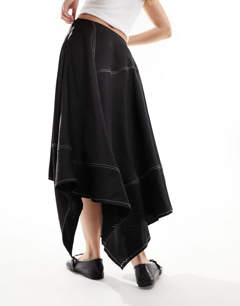 AllSaints AllSaints Agnes satin midi skirt in black